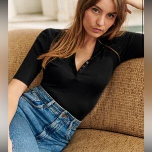 Sezane Black Short Sleeve Tee